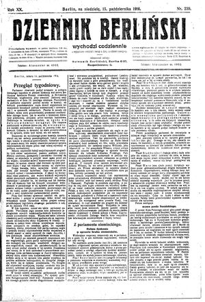 Dziennik Berliński vom 15.10.1916