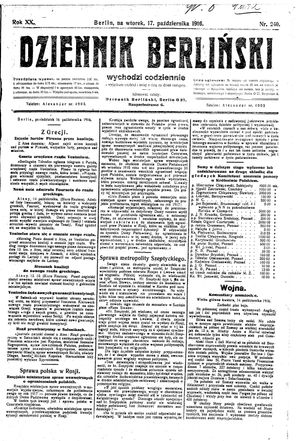 Dziennik Berliński vom 17.10.1916