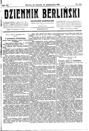 Dziennik Berliński vom 19.10.1916