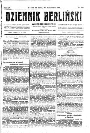 Dziennik Berliński vom 20.10.1916