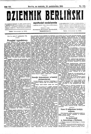 Dziennik Berliński vom 22.10.1916