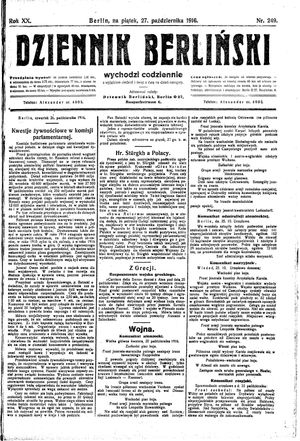 Dziennik Berliński vom 27.10.1916