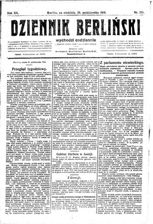Dziennik Berliński vom 29.10.1916