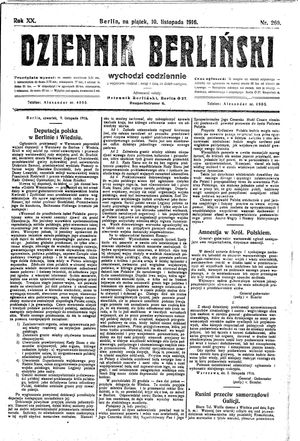 Dziennik Berliński vom 10.11.1916