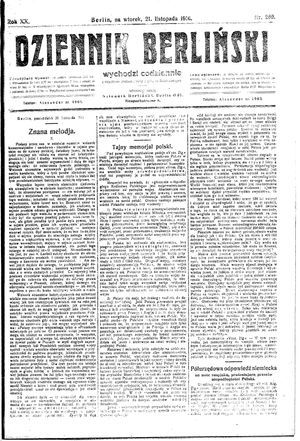 Dziennik Berliński vom 21.11.1916