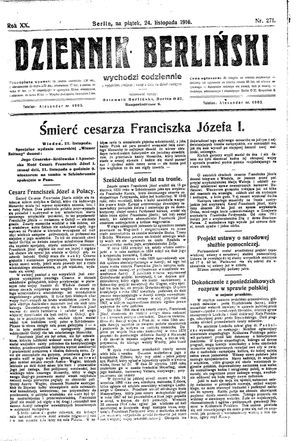 Dziennik Berliński vom 24.11.1916