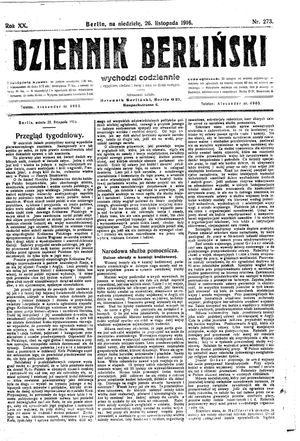 Dziennik Berliński vom 26.11.1916