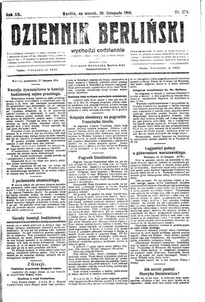 Dziennik Berliński on Nov 28, 1916