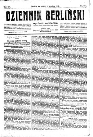 Dziennik Berliński vom 01.12.1916