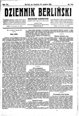 Dziennik Berliński vom 31.12.1916