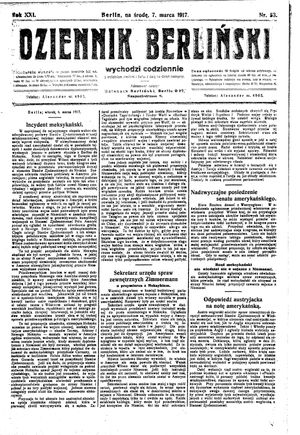 Dziennik Berliński vom 07.03.1917