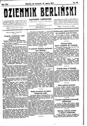 Dziennik Berliński vom 22.03.1917