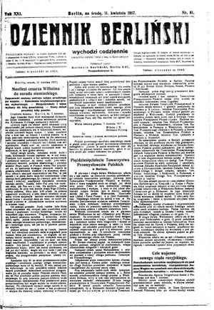 Dziennik Berliński vom 11.04.1917