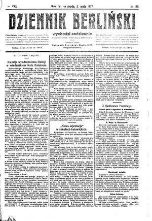 Dziennik Berliński on May 2, 1917