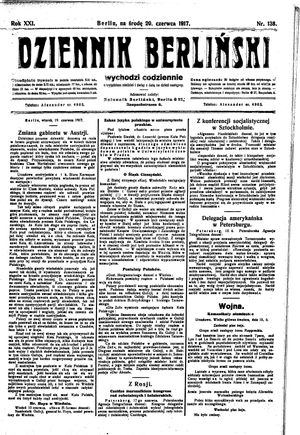Dziennik Berliński vom 20.06.1917