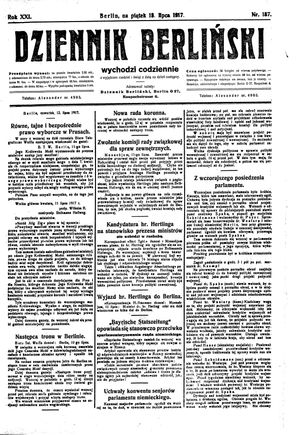 Dziennik Berliński vom 13.07.1917