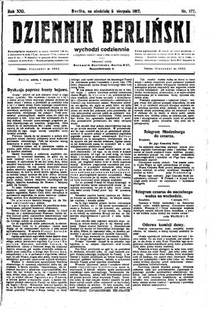 Dziennik Berliński vom 05.08.1917