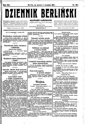 Dziennik Berliński vom 04.09.1917