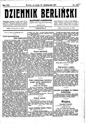 Dziennik Berliński on Oct 24, 1917