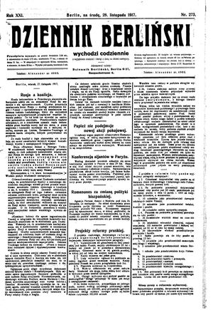 Dziennik Berliński vom 28.11.1917