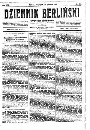 Dziennik Berliński vom 28.12.1917