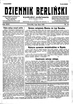 Dziennik Berliński vom 09.07.1925