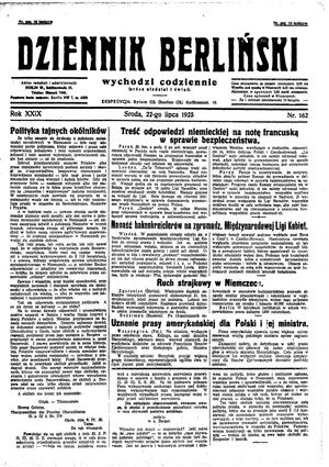 Dziennik Berliński vom 22.07.1925