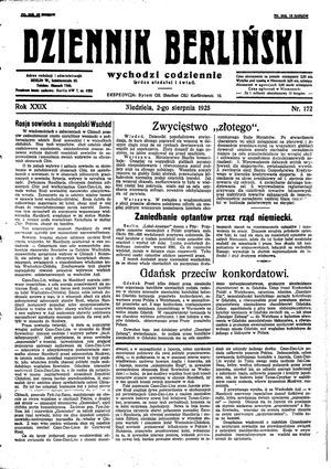 Dziennik Berliński vom 02.08.1925