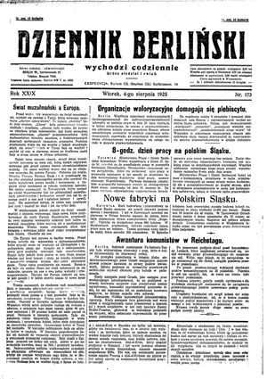 Dziennik Berliński vom 04.08.1925