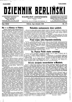 Dziennik Berliński vom 08.08.1925
