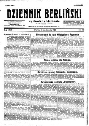 Dziennik Berliński vom 18.08.1925