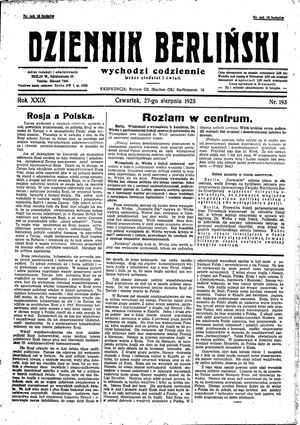 Dziennik Berliński vom 27.08.1925