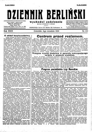 Dziennik Berliński vom 03.09.1925