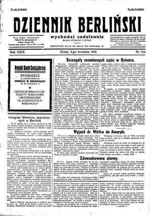 Dziennik Berliński vom 09.09.1925
