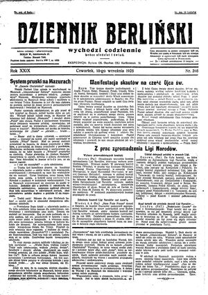 Dziennik Berliński on Sep 10, 1925