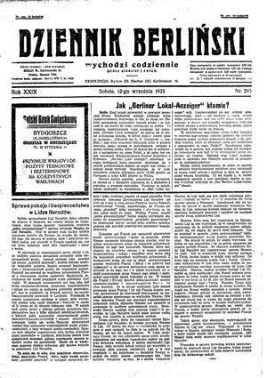 Dziennik Berliński vom 12.09.1925