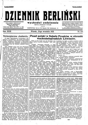 Dziennik Berliński vom 22.09.1925