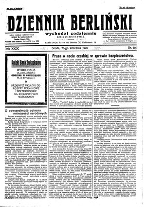 Dziennik Berliński vom 23.09.1925