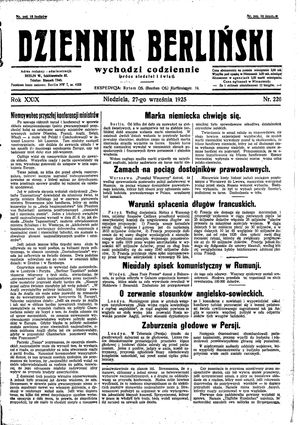 Dziennik Berliński vom 27.09.1925