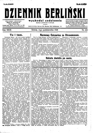 Dziennik Berliński vom 03.10.1925