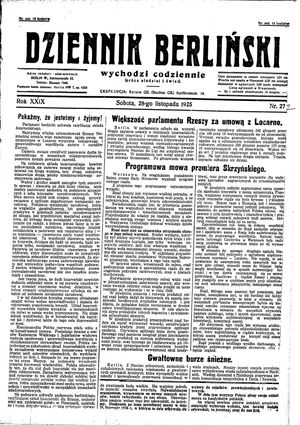 Dziennik Berliński vom 28.11.1925