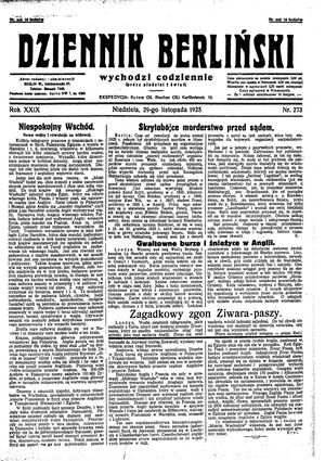 Dziennik Berliński vom 29.11.1925