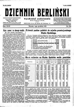 Dziennik Berliński vom 01.12.1925