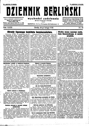 Dziennik Berliński vom 22.02.1928