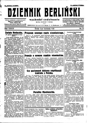 Dziennik Berliński vom 02.04.1930