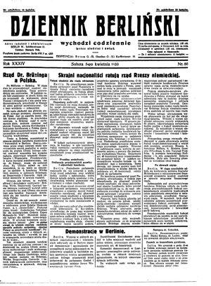 Dziennik Berliński vom 05.04.1930
