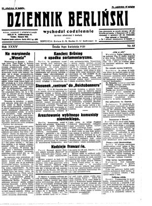 Dziennik Berliński vom 09.04.1930