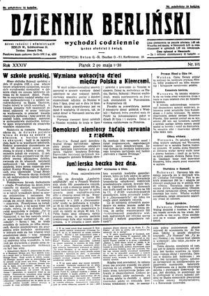 Dziennik Berliński on May 2, 1930