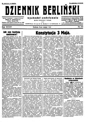Dziennik Berliński on May 3, 1930