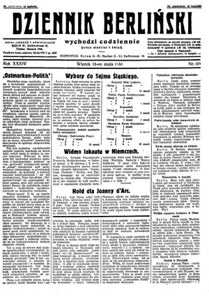 Dziennik Berliński on May 13, 1930